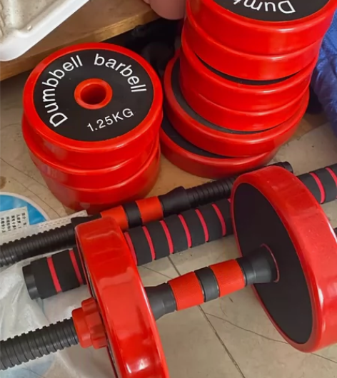 出一套家用健身杠铃 一共20kg 2kg片...