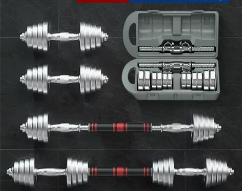 朗威哑铃 纯钢男士 健身杠铃一对电镀健身器