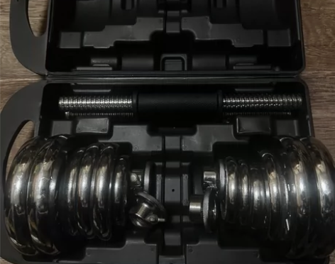 出售个人闲置哑铃一对（可以拆卸铁片，重量调...