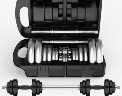 朗威哑铃 男士健身 电镀20公斤杠铃可拆卸...