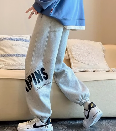 潮牌卫裤男美式街头设计感重磅裤子男款束脚裤...