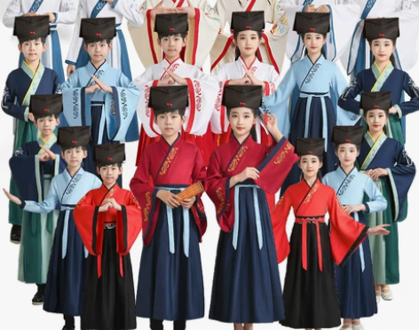 国学服儿童中国风汉服男童开笔礼表演服女童古...