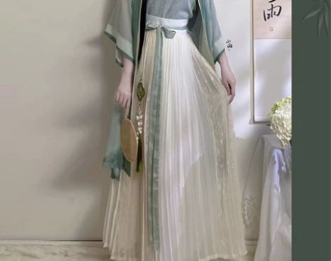 仙楚姬原创汉服女宋制对襟长衫百迭裙清新日常...