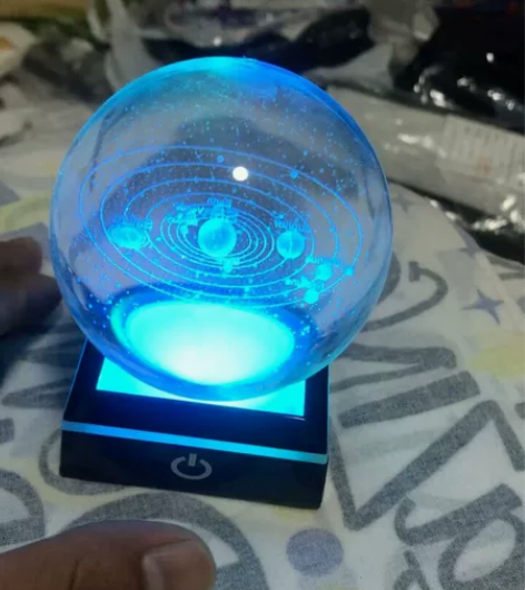 太阳系九大行星八大天体水晶球3D内雕转运球...