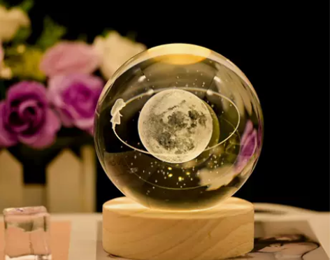 治愈系发光水晶球桌面小夜灯小摆件创意玻璃球装饰品生日礼物女生...