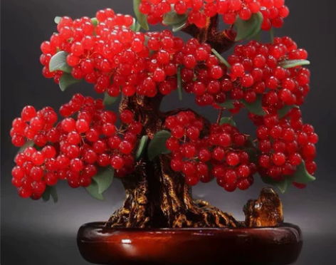 天然水晶发财树玉髓串珠摇钱树开业乔迁礼品摆...