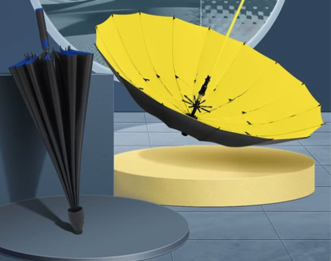 陌尧16骨防水套高尔夫伞长柄雨伞黑胶防紫外...