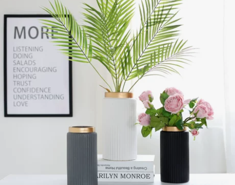 风吟莫卡米花瓶摆件客厅插花陶瓷北欧风家居装...