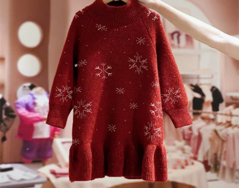 拉夏贝尔童装女童秋冬连衣裙2021新款洋气...