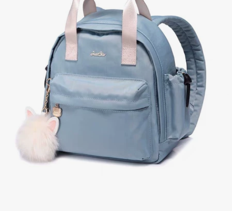 全新 欧时纳气质蓝双肩包～送挂件毛兔 大人...