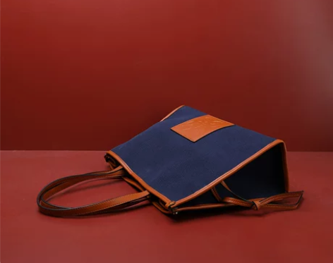 HANGUER＆CK 牛仔蓝色森系单肩大包...