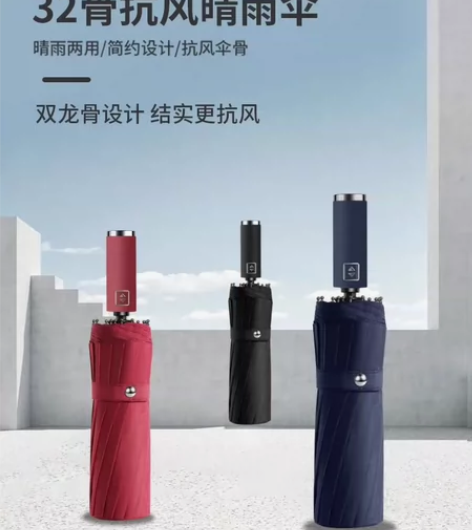 #雨伞32骨全自动折叠雨伞大号男加固加厚结...