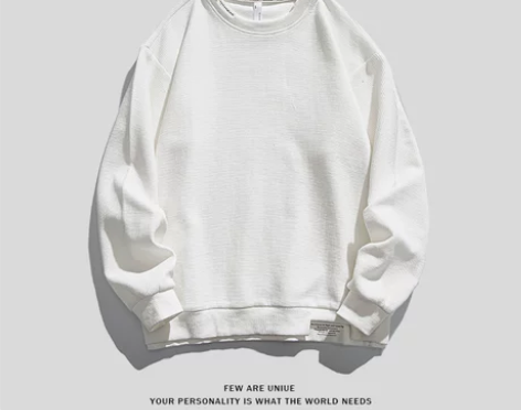 稻草人假两件华夫格卫衣男士春秋季2021新...