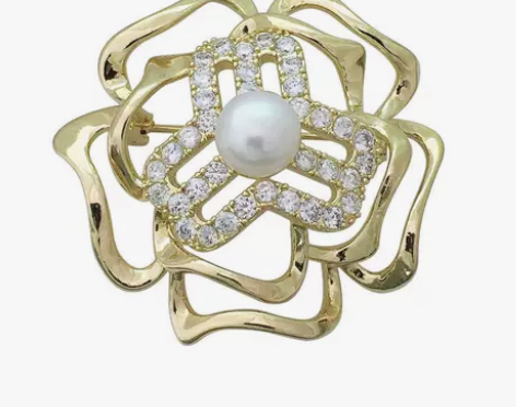 妇联标志胸针天然淡水珍珠锆石定制胸针妇女联...