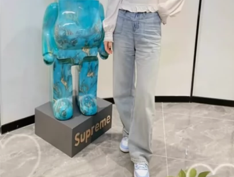 低价急售！1.2米大理石纹暴力熊大摆件水转...