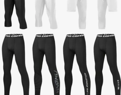 紧身裤男健身服跑步篮球七分打底长裤高弹训练...