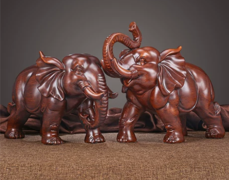 酒柜摆件 酒柜酒架大象一对招财小象家里装饰...