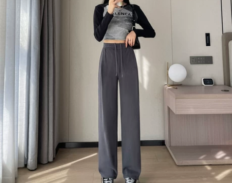 运动裤女秋冬季加厚款2023新款宽松大码直...