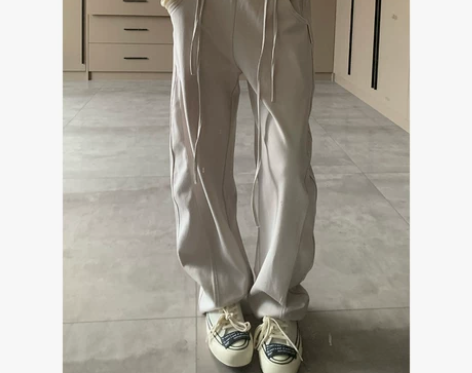 HUFFNPUFF美式复古阔腿裤双抽绳卫裤...