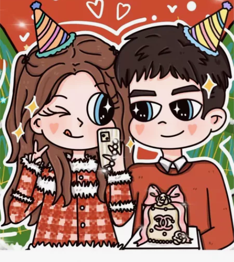 星蝶公主风装饰画动漫照片q版情侣画像定制卡...