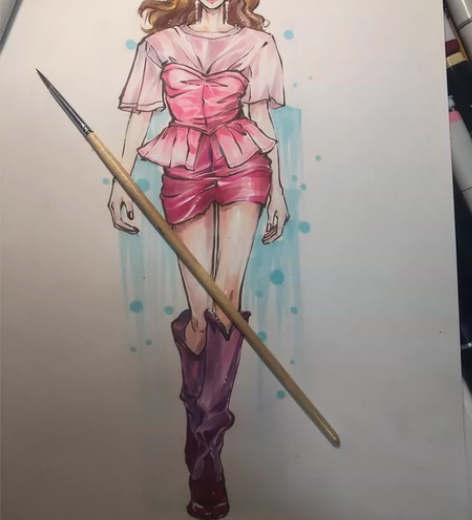 【仅用于展示】服装效果图手绘 马克笔 彩铅...