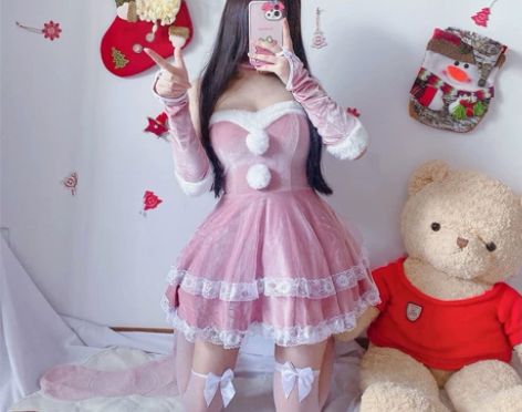 万圣节cos纯欲女仆制服兔女郎性感套装粉色...