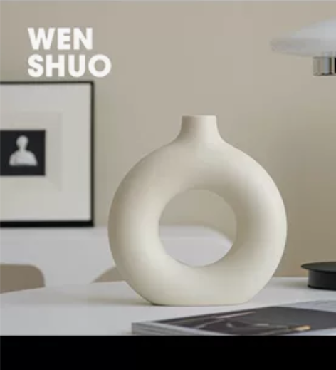 WENSHUO 圆圈ins风圆形北欧花瓶 ...