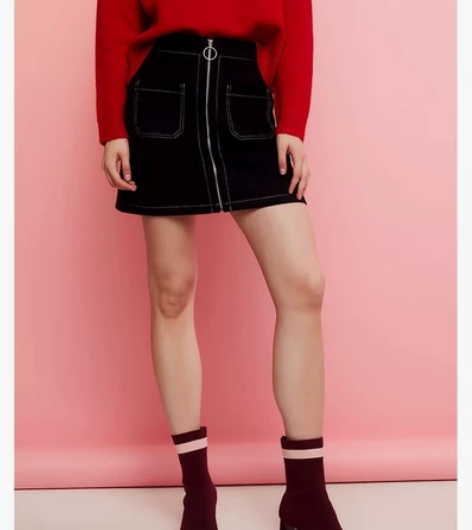 CacheCache黑色短裙新款港味半身裙...