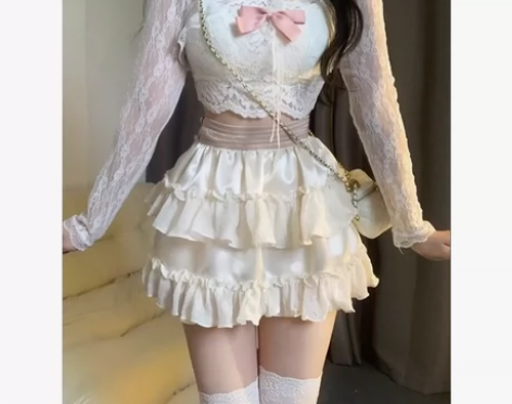 女2023夏季新款甜美纯欲蝴高腰半身裙蓬蓬...