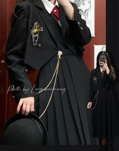 青空绪j日系格裙半身裙甜美风百褶裙 42裙...