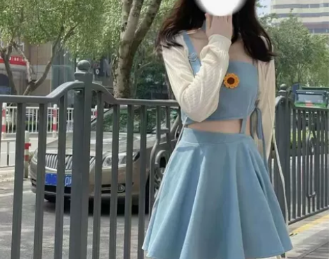 夏季套装2022女学生甜美学院风显瘦镂空牛...