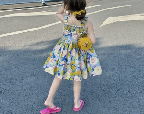 原创童装2023夏季女童油画风连衣裙宝宝洋...