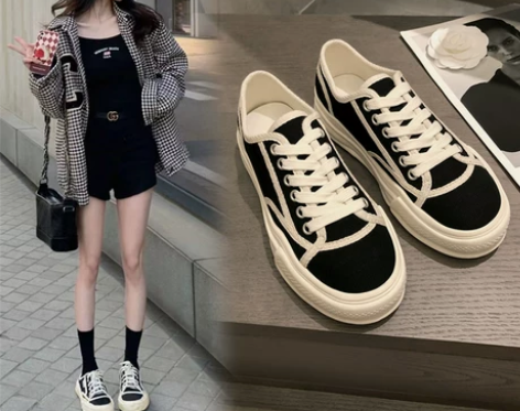 小香风女鞋两穿溶解鞋春夏新款休闲运动板鞋圆...