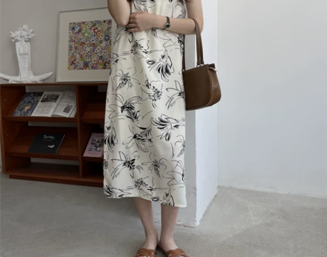 韩风~气质ins极简风显瘦吊带连衣裙N-C...