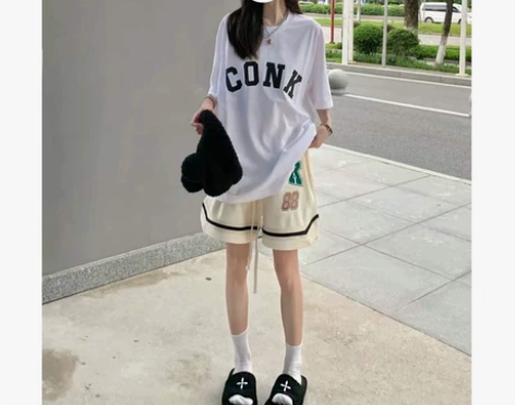 高街潮牌hiphop抽绳短裤女夏季美式复古...