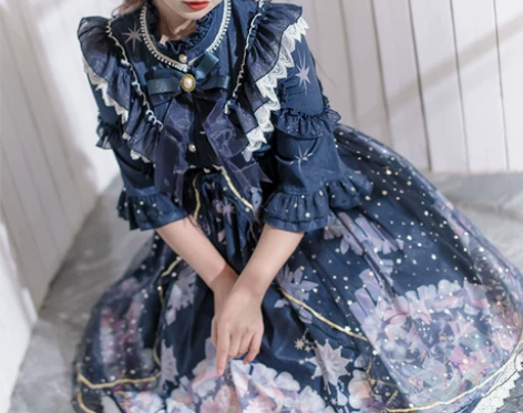 ?人鱼颂歌原创中长袖姬袖可拆小高腰loli...