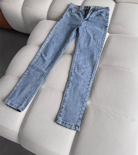 全新高腰浅色紧身牛仔裤女款，新款铅笔裤外穿...