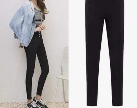 打底裤女外穿紧身铅笔裤黑裤子女 里面加绒的...