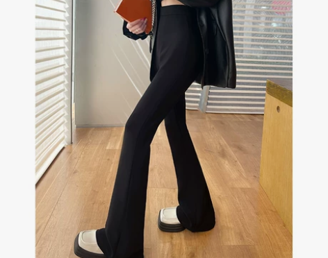 喇叭裤女春秋新款高腰垂感显瘦修身加长西装裤...