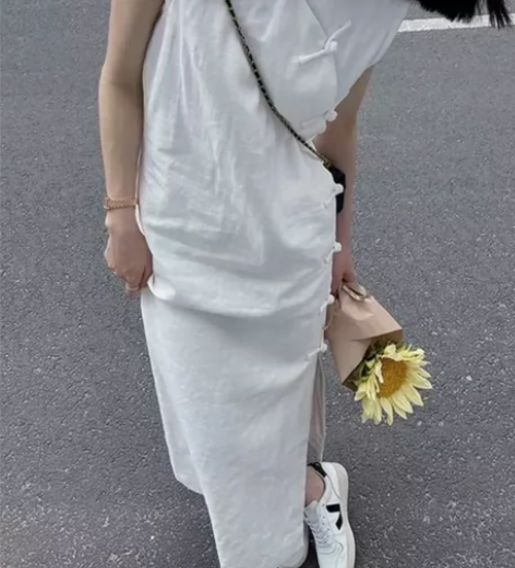 中长款法式复古小众棉麻亚麻民国风新中式盘扣...