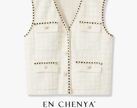 恩臣雅法式小香风针织马甲女春秋外搭2022...