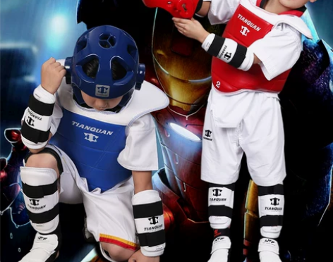 天拳跆拳道护具全套儿童八件套正品比赛型专用...