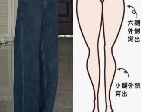 梨形身材阔腿牛仔裤女秋季新款胖mm不规则设...