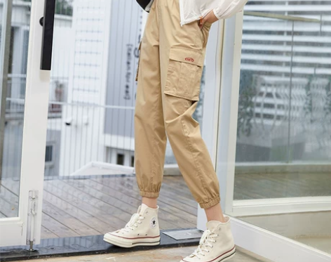 逸阳女裤2019秋季新款工装裤女宽松bf运...