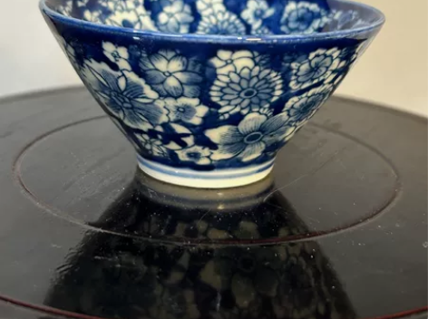 手绘黄稀土万花斗笠杯景德镇567老厂瓷釉下...