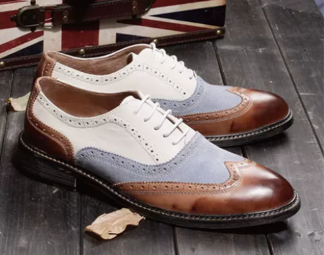 HERILIOS男士英伦皮鞋复古真皮布洛克...