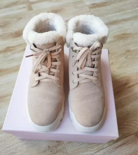 骆驼 女鞋冬季【牛皮】欧美风里外羊毛保暖马...