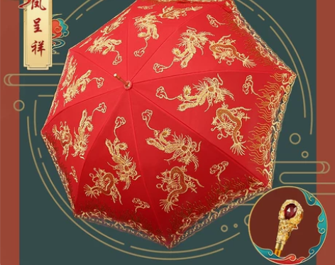 结婚红伞婚伞新娘伞婚庆中式出门红色婚礼伞陪...