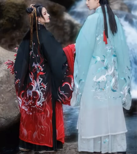 如梦霓裳涂山汉服男女情侣装大袖衫重工绣花情...