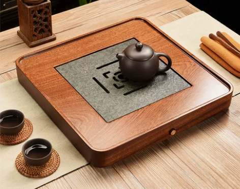 四方整块花梨木茶盘鸡翅木茶海现代家用简约排...